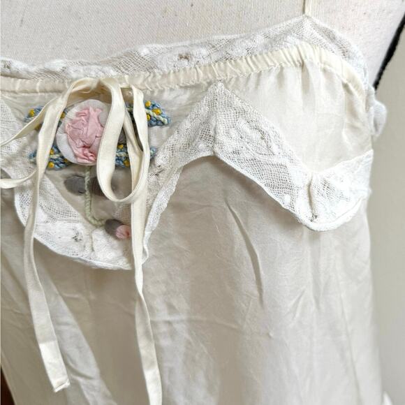 LoveShackFancy NWT Myrna Tiered Mini Antique Ivory Silk Slip Dress size Large - Picture 8 of 15